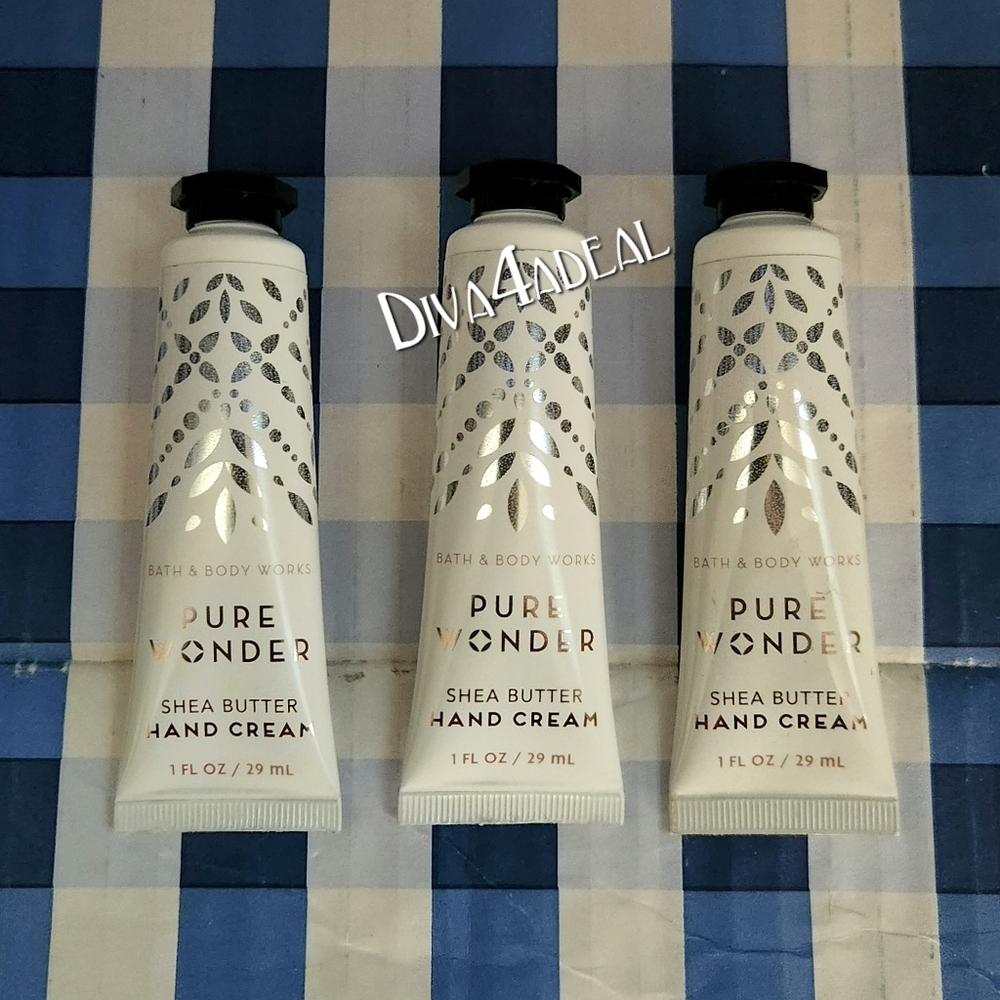 3x Bath & Body Works PURE WONDER Mini/Travel Size Hand Cream Set